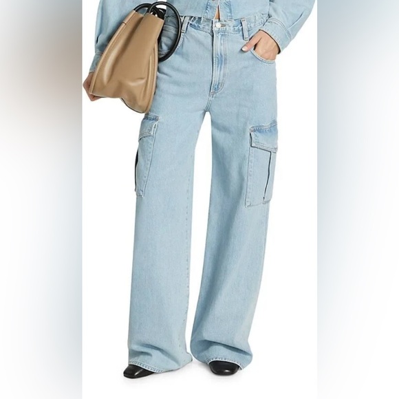 Agolde Minka Cargo Jeans in Light Blue - Picture 1 of 6